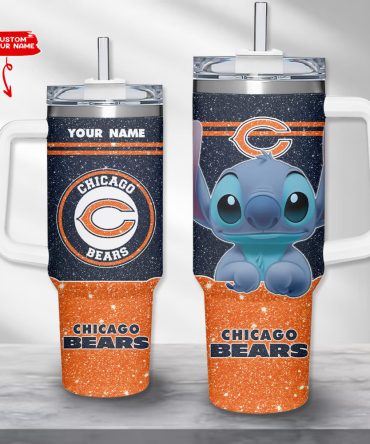 Chicago Bears Nfl Custom Stanley Quencher 40Oz Stainless Steel Tumbler With Handle