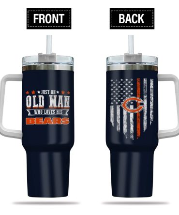 Chicago Bears Nfl Custom Stanley Quencher 40Oz Stainless Steel Tumbler With Handle