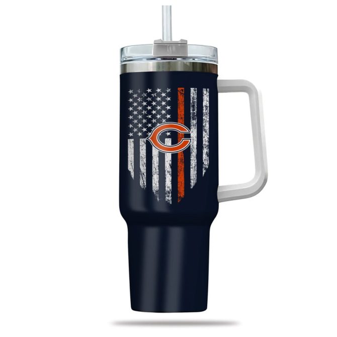 Chicago Bears Nfl Custom Stanley Quencher 40Oz Stainless Steel Tumbler With Handle - Image 2