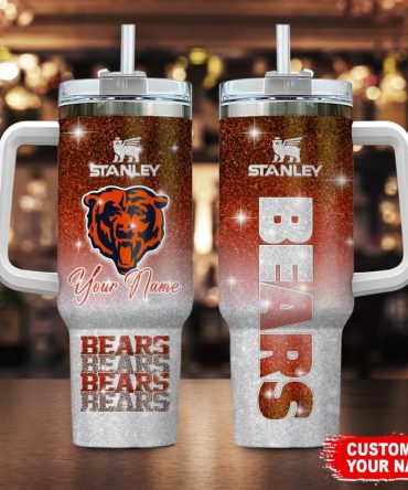 Chicago Bears Nfl Custom Stanley Quencher 40Oz Stainless Steel Tumbler With Handle