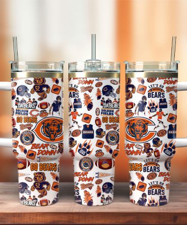 Chicago Bears Nfl Sports Custom Stanley Quencher 40Oz Stainless Steel Tumbler With Handle