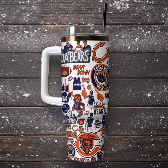 Chicago Bears Nfl Sports Custom Stanley Quencher 40Oz Stainless Steel Tumbler With Handle - Image 2
