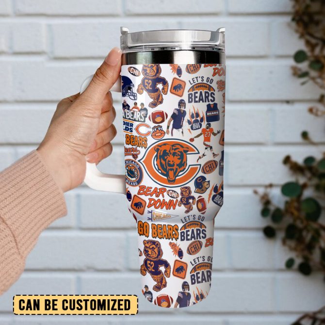 Chicago Bears Nfl Sports Custom Stanley Quencher 40Oz Stainless Steel Tumbler With Handle - Image 3