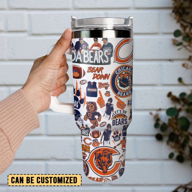 Chicago Bears Nfl Sports Custom Stanley Quencher 40Oz Stainless Steel Tumbler With Handle - Image 3