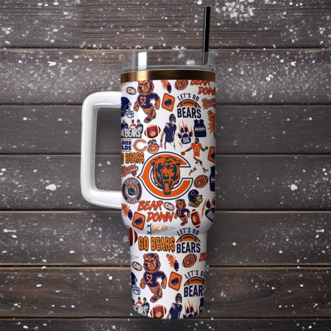 Chicago Bears Nfl Sports Custom Stanley Quencher 40Oz Stainless Steel Tumbler With Handle - Image 2