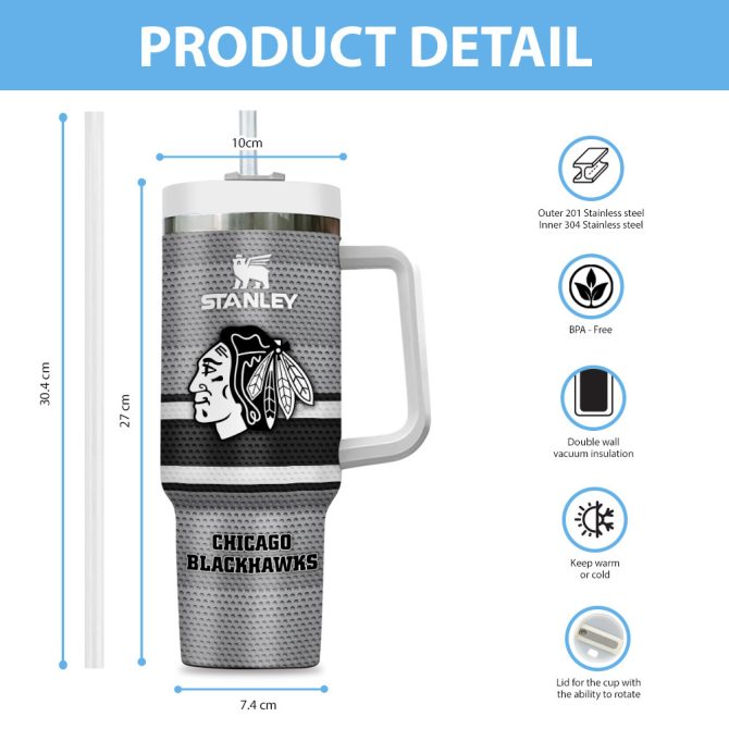 Chicago Blackhawks Nhl Custom Stanley Quencher 40Oz Stainless Steel Tumbler - Image 6