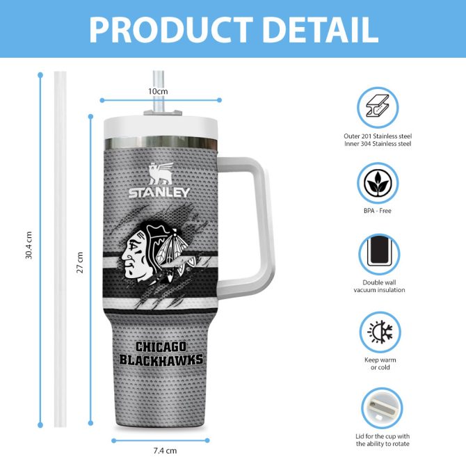 Chicago Blackhawks Nhl Custom Stanley Quencher 40Oz Stainless Steel Tumbler - Image 6