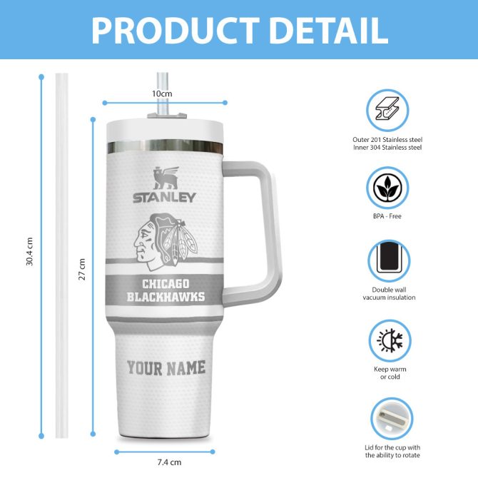 Chicago Blackhawks Nhl Custom Stanley Quencher 40Oz Stainless Steel Tumbler - Image 6