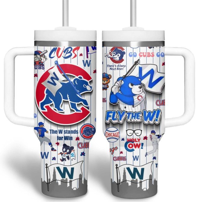 Chicago Cubs Mlb Custom Stanley Quencher 40Oz Stainless Steel Tumbler - Image 3