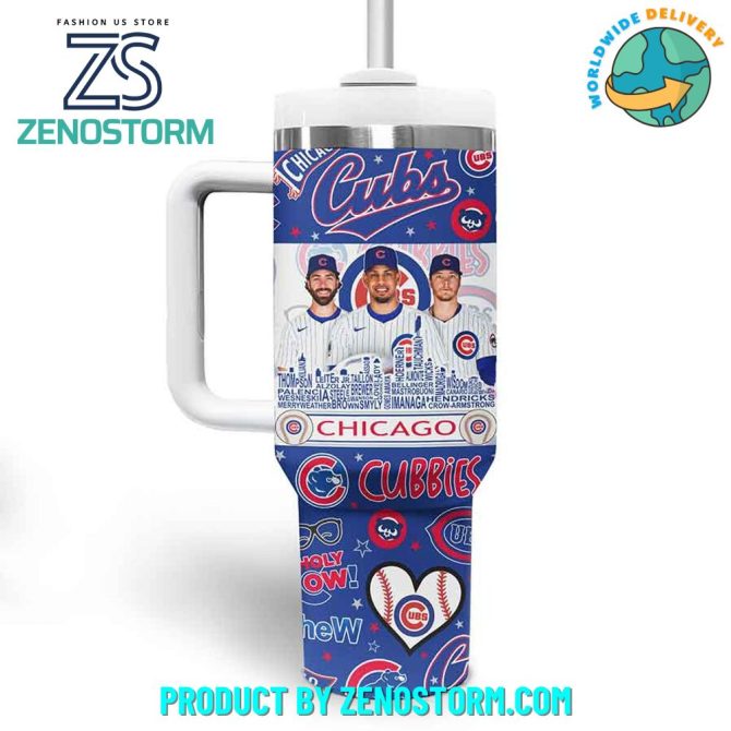 Chicago Cubs Mlb Custom Stanley Quencher 40Oz Stainless Steel Tumbler With Handle - Image 3
