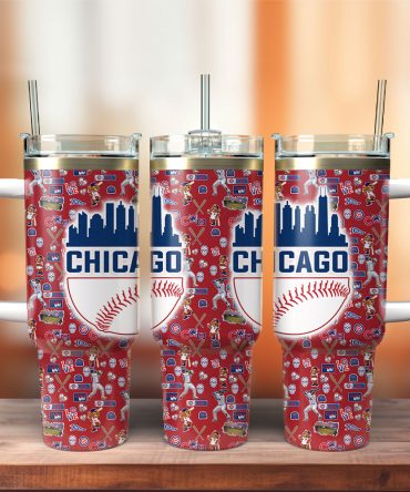 Chicago Cubs Mlb Custom Stanley Quencher 40Oz Stainless Steel Tumbler With Handle