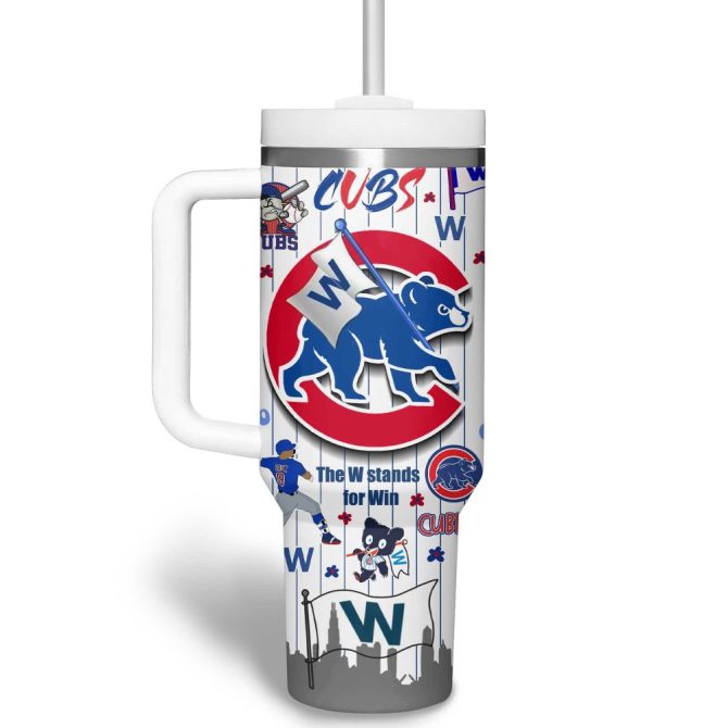Chicago Cubs Mlb Custom Stanley Quencher 40Oz Stainless Steel Tumbler With Handle - Image 3