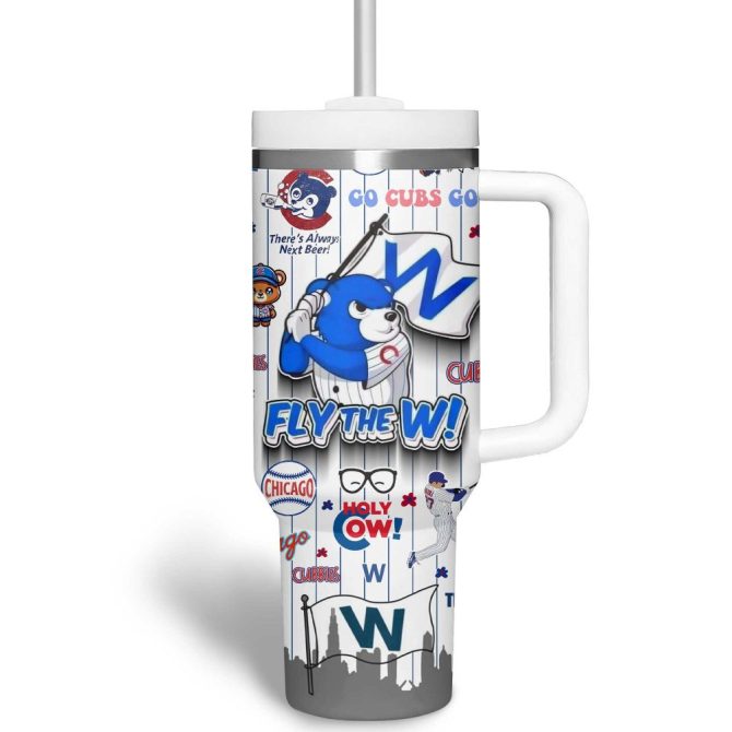 Chicago Cubs Mlb Custom Stanley Quencher 40Oz Stainless Steel Tumbler With Handle - Image 2