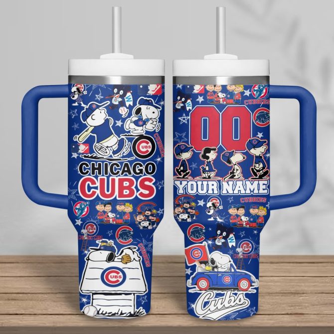 Chicago Cubs Mlb Custom Stanley Quencher 40Oz Stainless Steel Tumbler With Handle - Image 2