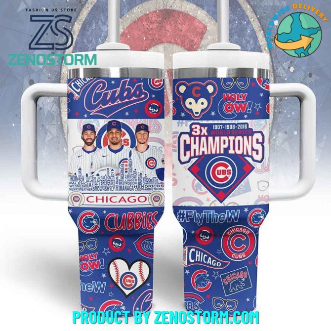 Chicago Cubs Mlb Custom Stanley Quencher 40Oz Stainless Steel Tumbler With Handle
