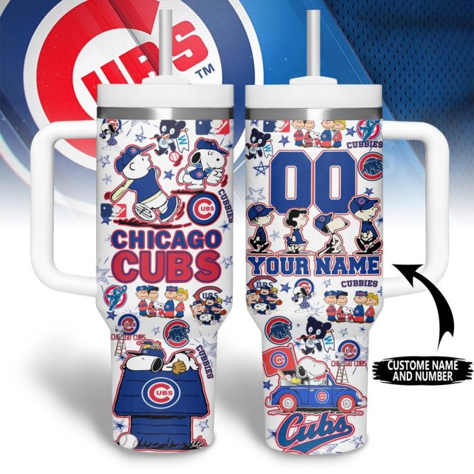 Chicago Cubs Mlb Custom Stanley Quencher 40Oz Stainless Steel Tumbler