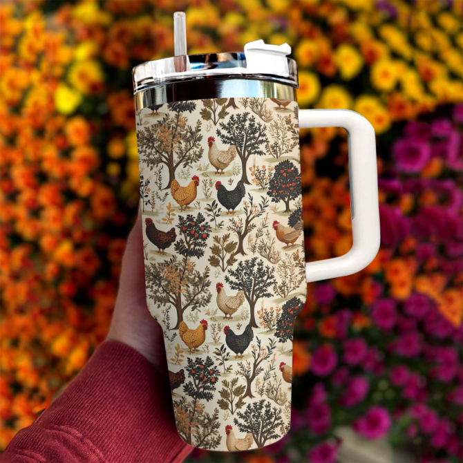 Chicken Country Harvest Custom Stanley Quencher 40Oz Stainless Steel Tumbler With Handle - Image 2