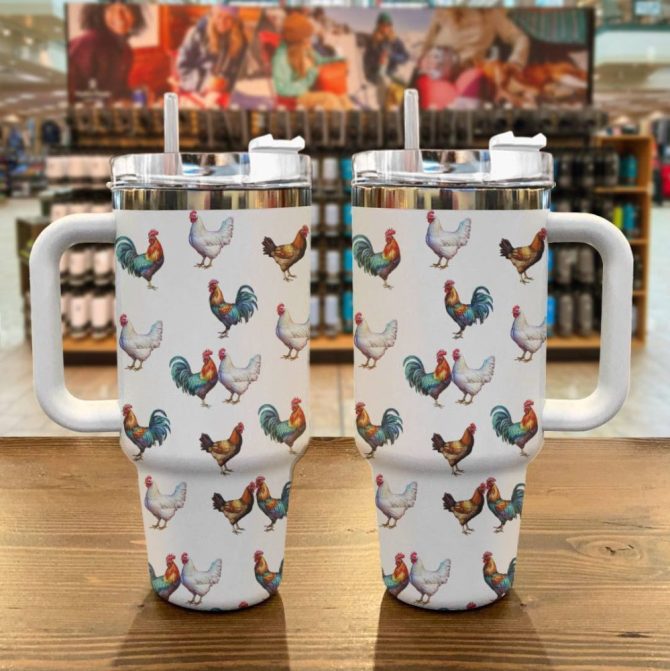 Chicken Custom Stanley Quencher 40Oz Stainless Steel Tumbler With Handle - Image 2