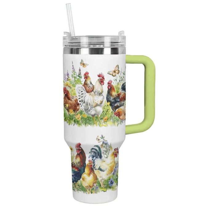 Chicken Custom Stanley Quencher 40Oz Stainless Steel Tumbler With Handle