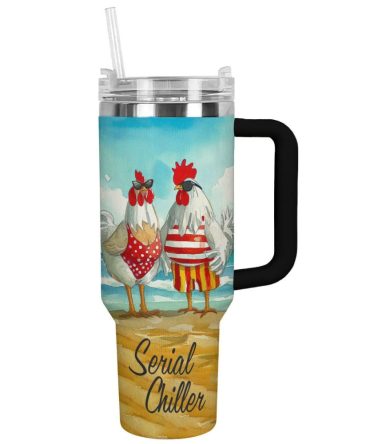 Chicken Custom Stanley Quencher 40Oz Stainless Steel Tumbler With Handle