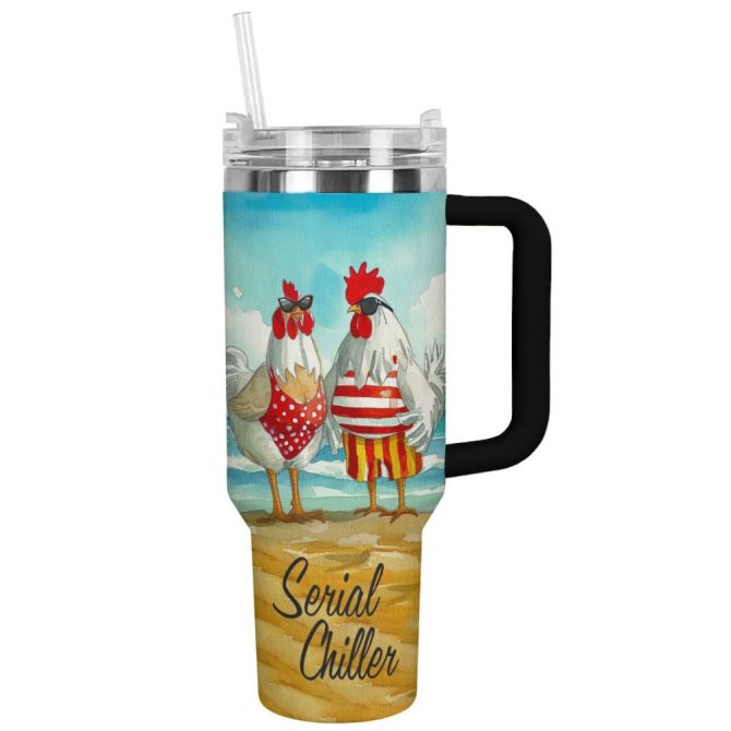 Chicken Custom Stanley Quencher 40Oz Stainless Steel Tumbler With Handle