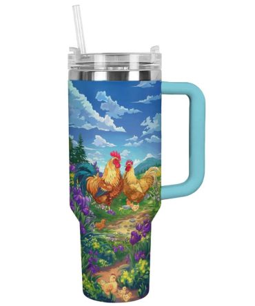 Chicken Custom Stanley Quencher 40Oz Stainless Steel Tumbler With Handle