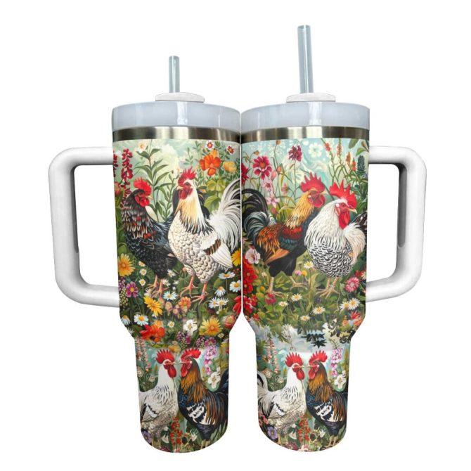 Chicken Custom Stanley Quencher 40Oz Stainless Steel Tumbler With Handle - Image 2