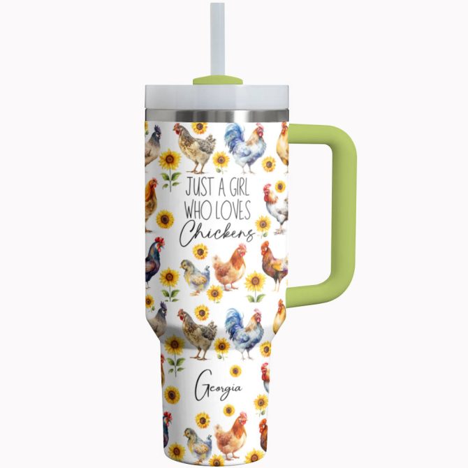 Chicken Custom Stanley Quencher 40Oz Stainless Steel Tumbler With Handle