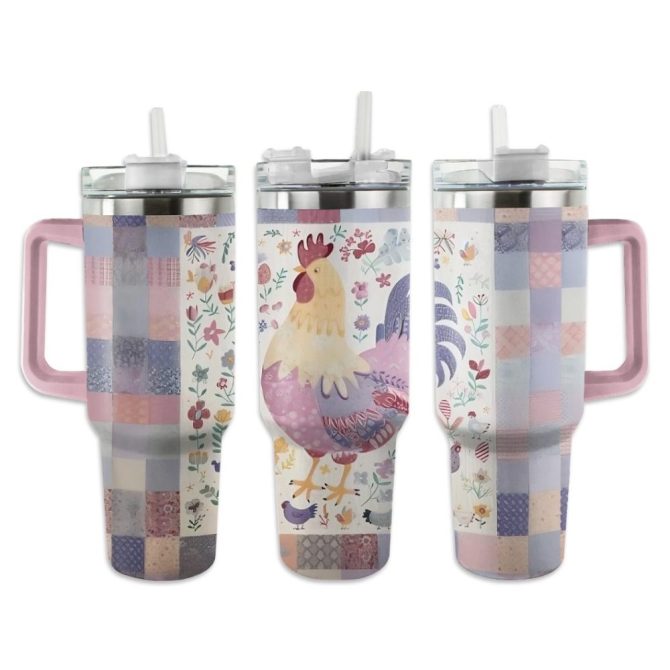 Chicken Custom Stanley Quencher 40Oz Stainless Steel Tumbler With Handle