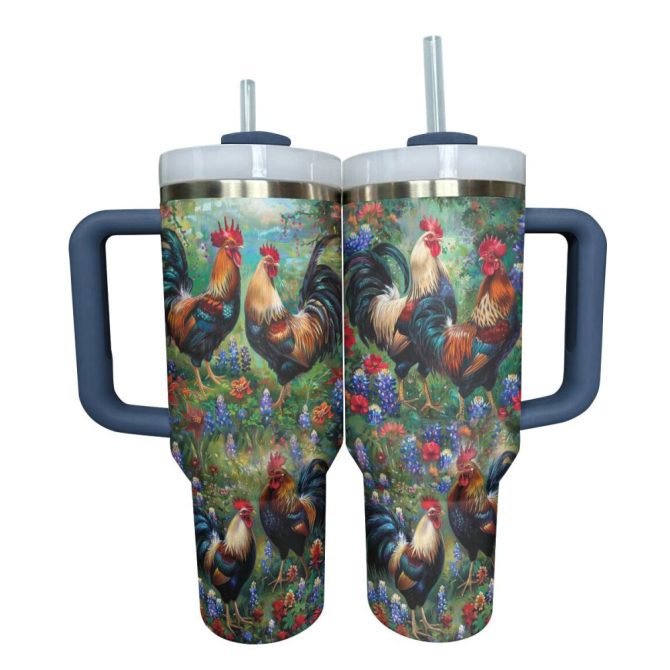 Chicken Custom Stanley Quencher 40Oz Stainless Steel Tumbler With Handle