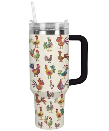 Chicken Custom Stanley Quencher 40Oz Stainless Steel Tumbler With Handle