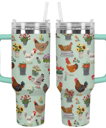Chicken Custom Stanley Quencher 40Oz Stainless Steel Tumbler With Handle