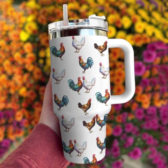 Chicken Custom Stanley Quencher 40Oz Stainless Steel Tumbler With Handle