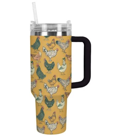 Chicken Custom Stanley Quencher 40Oz Stainless Steel Tumbler With Handle