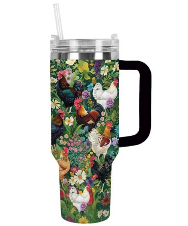 Chicken Custom Stanley Quencher 40Oz Stainless Steel Tumbler With Handle