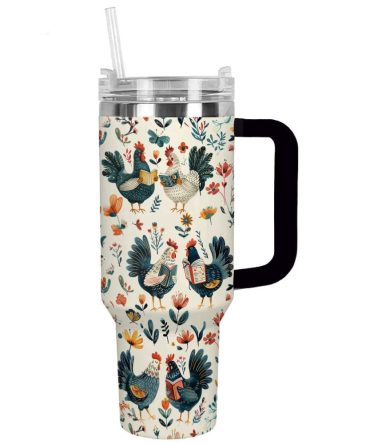 Chicken Custom Stanley Quencher 40Oz Stainless Steel Tumbler With Handle
