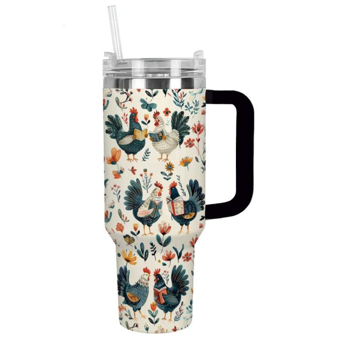 Chicken Custom Stanley Quencher 40Oz Stainless Steel Tumbler With Handle
