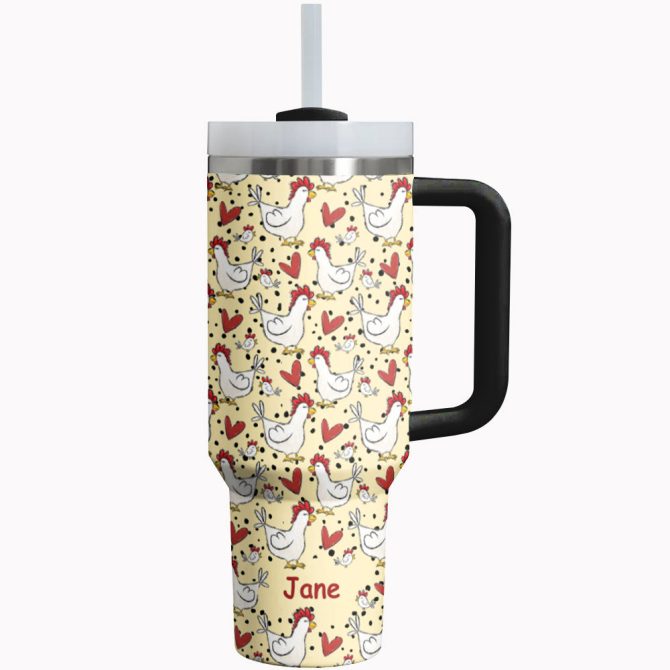 Chicken Custom Stanley Quencher 40Oz Stainless Steel Tumbler With Handle - Image 2