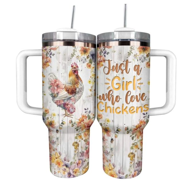 Chicken Custom Stanley Quencher 40Oz Stainless Steel Tumbler With Handle