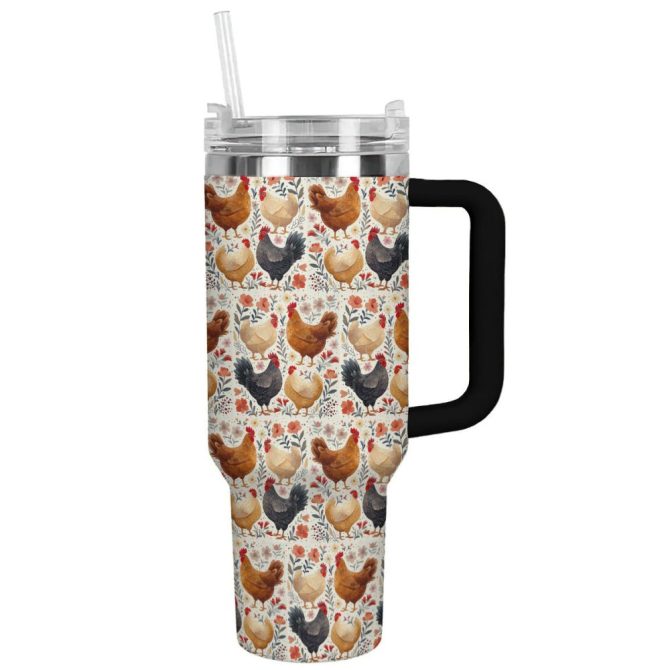 Chicken Custom Stanley Quencher 40Oz Stainless Steel Tumbler With Handle - Image 2