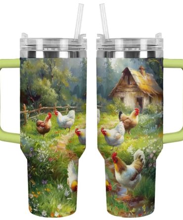 Chicken Custom Stanley Quencher 40Oz Stainless Steel Tumbler With Handle