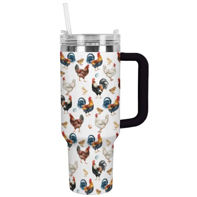 Chicken Custom Stanley Quencher 40Oz Stainless Steel Tumbler With Handle - Image 2