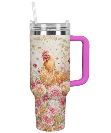 Chicken Custom Stanley Quencher 40Oz Stainless Steel Tumbler With Handle
