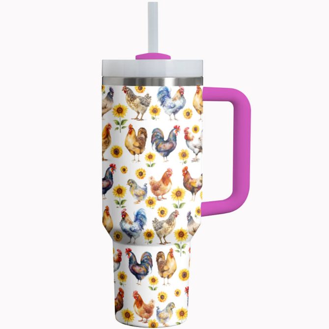 Chicken Custom Stanley Quencher 40Oz Stainless Steel Tumbler With Handle - Image 2