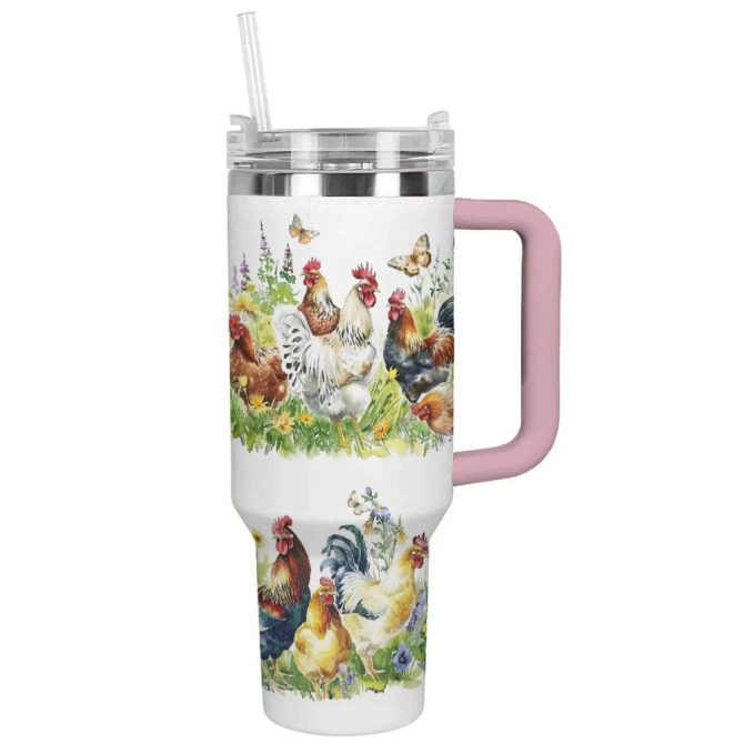 Chicken Custom Stanley Quencher 40Oz Stainless Steel Tumbler With Handle - Image 2