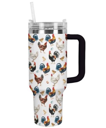 Chicken Custom Stanley Quencher 40Oz Stainless Steel Tumbler With Handle