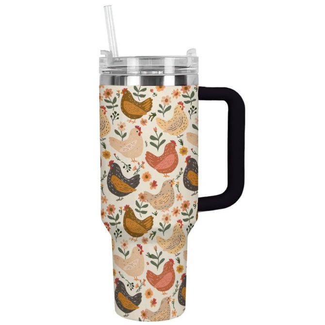 Chicken Custom Stanley Quencher 40Oz Stainless Steel Tumbler With Handle - Image 2
