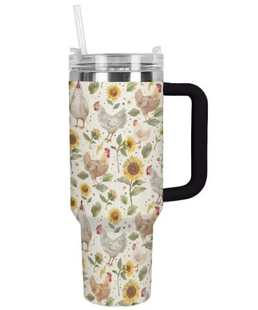 Chicken Custom Stanley Quencher 40Oz Stainless Steel Tumbler With Handle