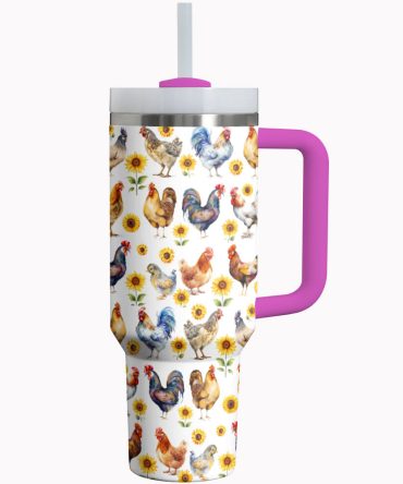 Chicken Custom Stanley Quencher 40Oz Stainless Steel Tumbler With Handle