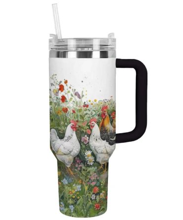 Chicken Custom Stanley Quencher 40Oz Stainless Steel Tumbler With Handle